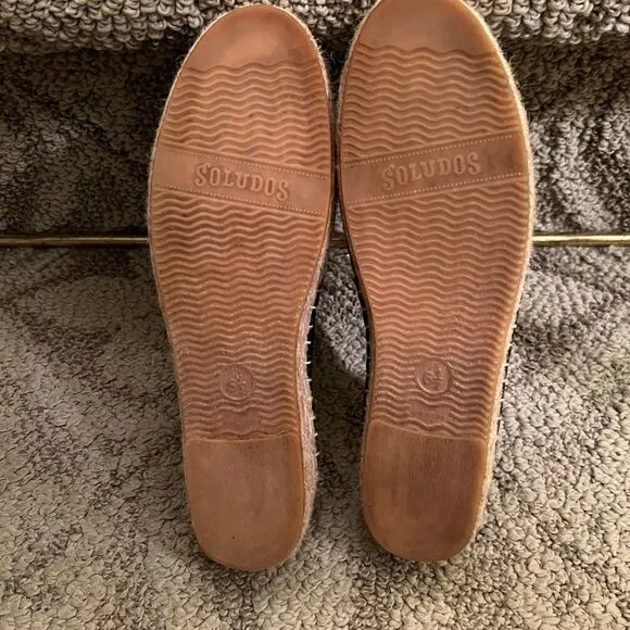 EUC Women's Soludos Black Velvet Smoking Slipper Espadrille Flats Loafers 6.5
