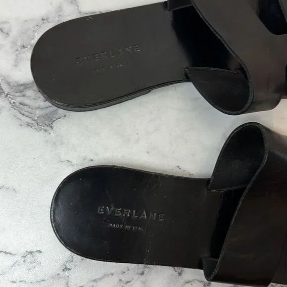 Everlane Black Leather Sandals Slides 9