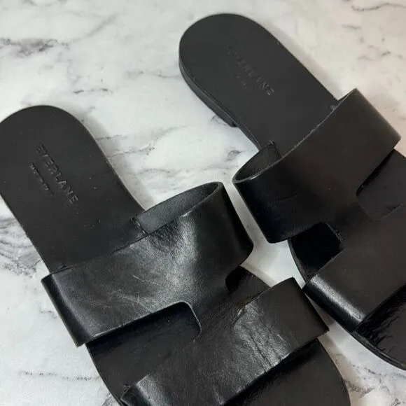 Everlane Black Leather Sandals Slides 9