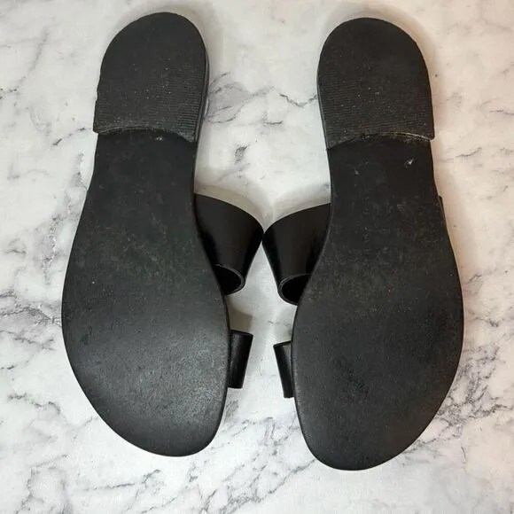 Everlane Black Leather Sandals Slides 9