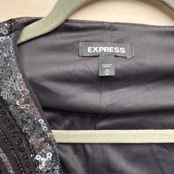 Express Black and Silver Sequin Dress
