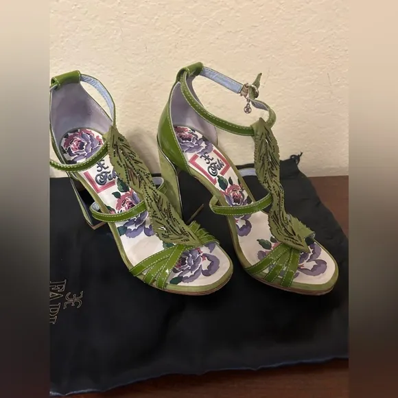Fabi Green Leaf Sandals EUC