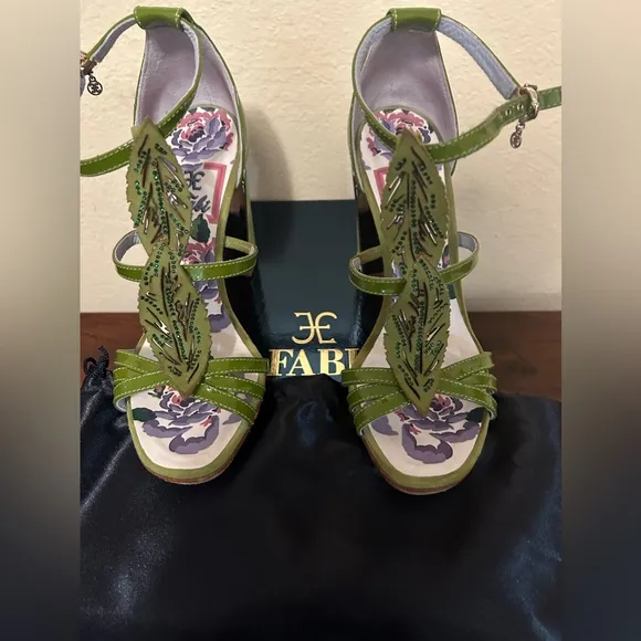 Fabi Green Leaf Sandals EUC