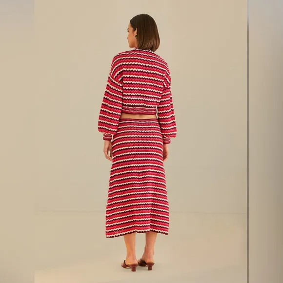 Farm Rio Colorful Stripes Crochet Skirt