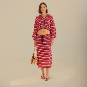 Farm Rio Colorful Stripes Crochet Skirt