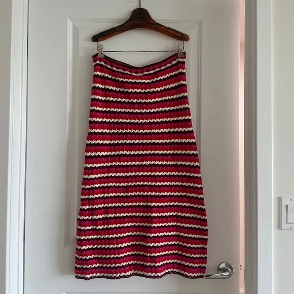 Farm Rio Colorful Stripes Crochet Skirt