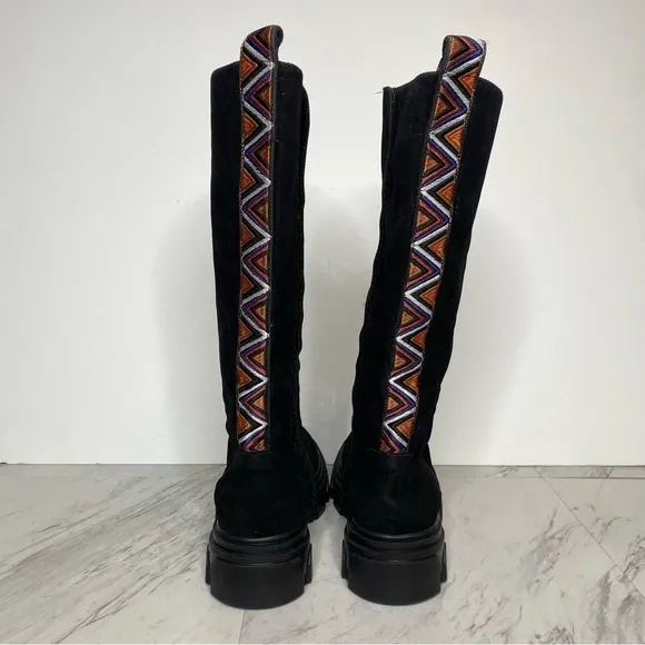 Farm Rio Lug Sole Black Tall Boot 7 1/2