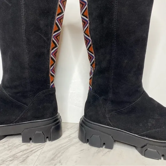 Farm Rio Lug Sole Black Tall Boot 7 1/2
