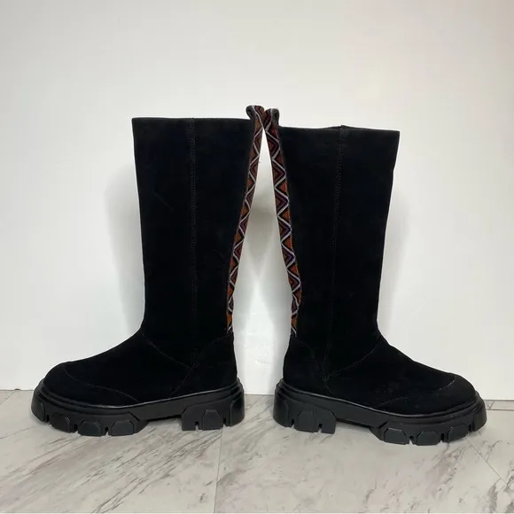 Farm Rio Lug Sole Black Tall Boot 7 1/2