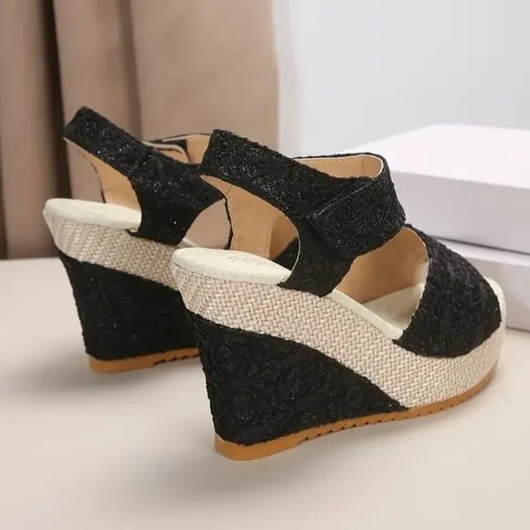 Faux leather wedge platform sandals sz 8