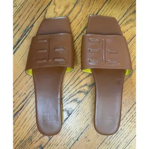 FE. Brown Leather Kyle Slide Sandals Size 10