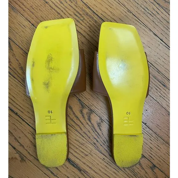 FE. Brown Leather Kyle Slide Sandals Size 10