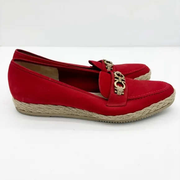 Ferragamo Red Espadrille Loafers