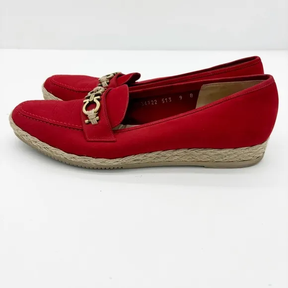 Ferragamo Red Espadrille Loafers