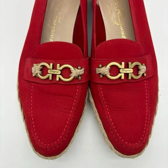 Ferragamo Red Espadrille Loafers