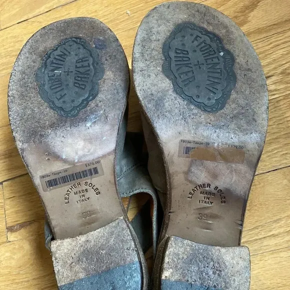 Fiorentini Baker sandals light brown leather sz 39 or 8.5 buckle heel open toe