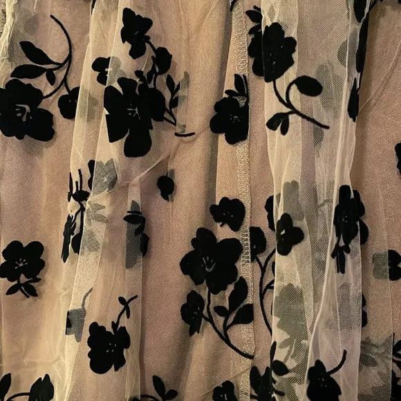 Floral Print Mesh A-Line Midi Skirt (XL-2 XL)