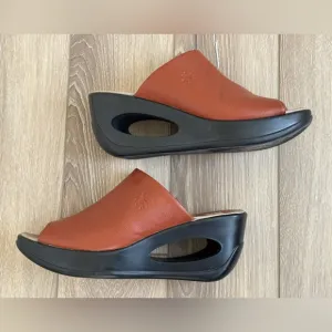 Fly London Hima Wedge Cutout Sandals Size EU 38