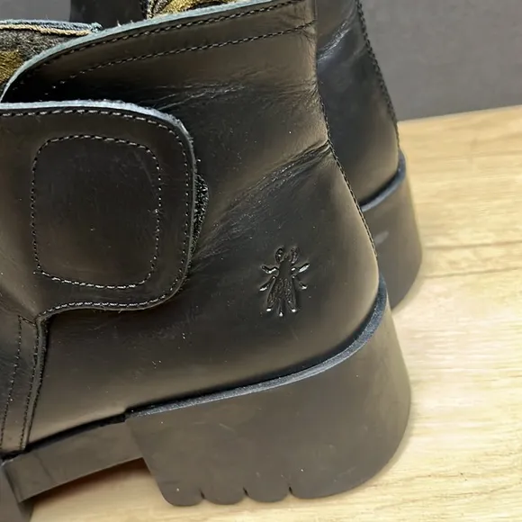 Fly London Leather Endo Platform Boots, Size 7