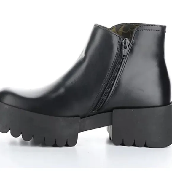 Fly London Leather Endo Platform Boots, Size 7