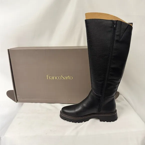 Franco Sarto Black Over the Knee Leather Boots