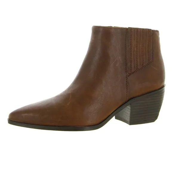 Franco Sarto Women's Spur Brown Leather Pointed Toe Ankle Boot Size 9 New