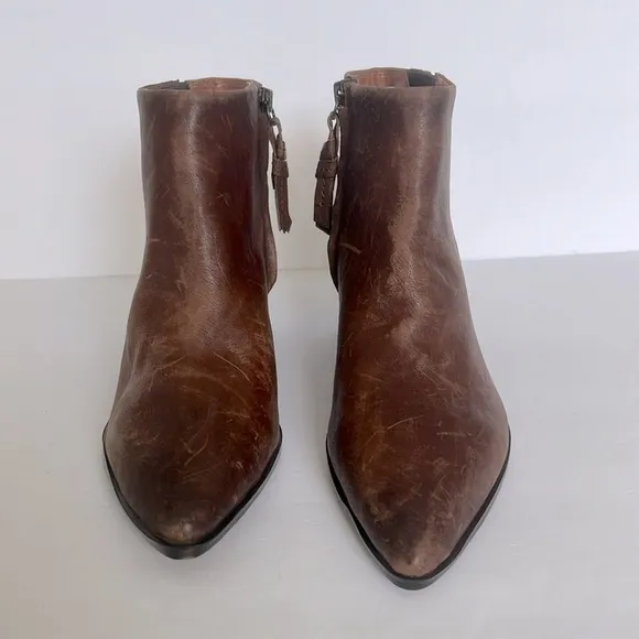 Franco Sarto Women's Spur Brown Leather Pointed Toe Ankle Boot Size 9 New
