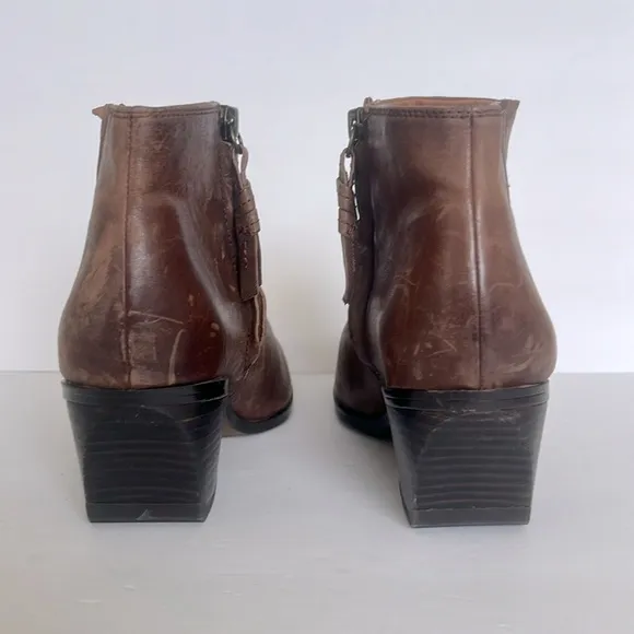 Franco Sarto Women's Spur Brown Leather Pointed Toe Ankle Boot Size 9 New