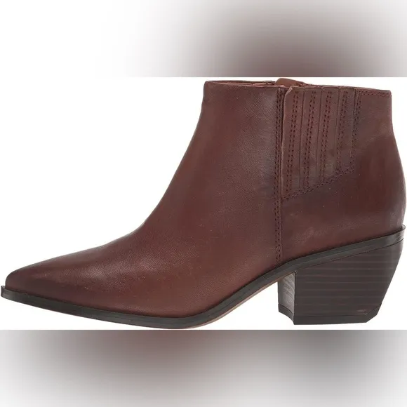 Franco Sarto Women's Spur Brown Leather Pointed Toe Ankle Boot Size 9 New