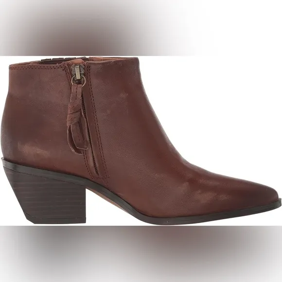 Franco Sarto Women's Spur Brown Leather Pointed Toe Ankle Boot Size 9 New