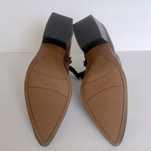 Franco Sarto Women's Spur Brown Leather Pointed Toe Ankle Boot Size 9 New