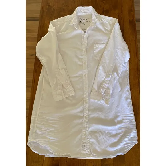 Frank &amp; Eileen Mary Dress Shirt Dress White Button Down Medium NWOT