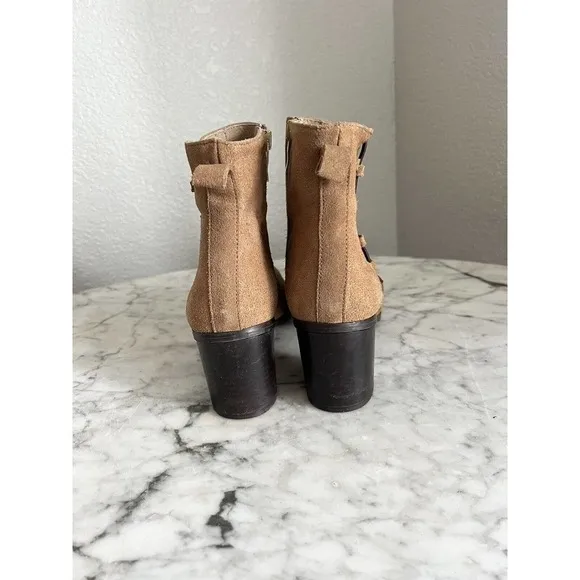 Free People Beacon Heel Boots 38 Western Cross Cross Lace Suede US 8