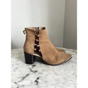 Free People Beacon Heel Boots 38 Western Cross Cross Lace Suede US 8