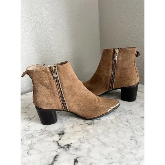 Free People Beacon Heel Boots 38 Western Cross Cross Lace Suede US 8