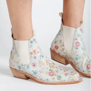 Free People Beau Western Boots in Ivory Floral size 6.5