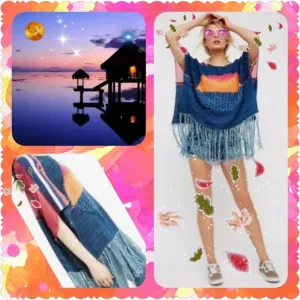Free People Fringe &quot;Sunset&quot; Poncho Sweater Tunic