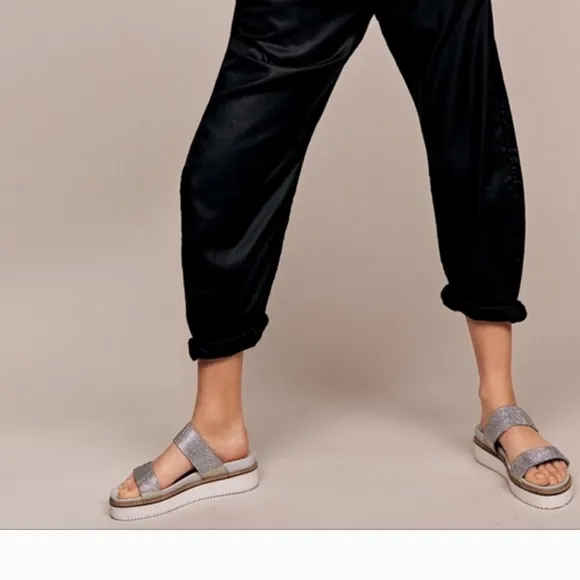 Free People Harper Embellished Silver Glitter Platform Sandals - 39 US 8/8.5