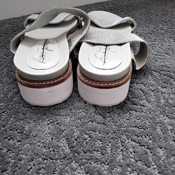 Free People Harper Embellished Silver Glitter Platform Sandals - 39 US 8/8.5