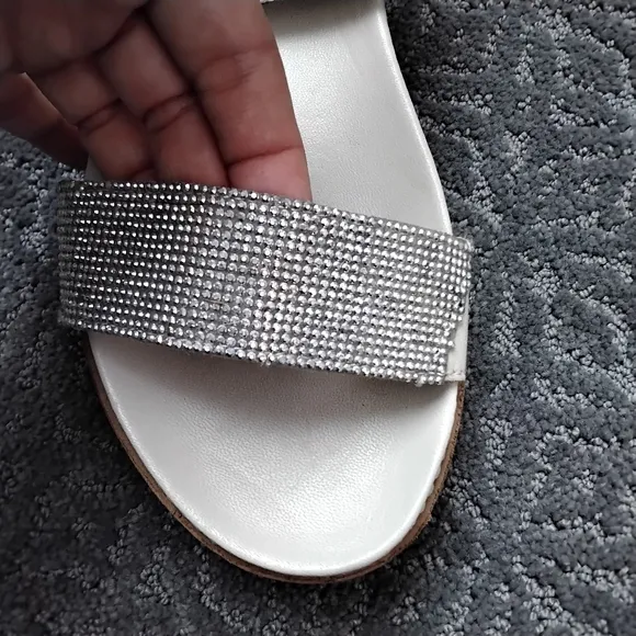 Free People Harper Embellished Silver Glitter Platform Sandals - 39 US 8/8.5