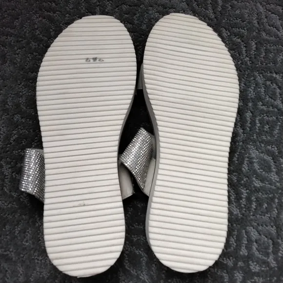 Free People Harper Embellished Silver Glitter Platform Sandals - 39 US 8/8.5