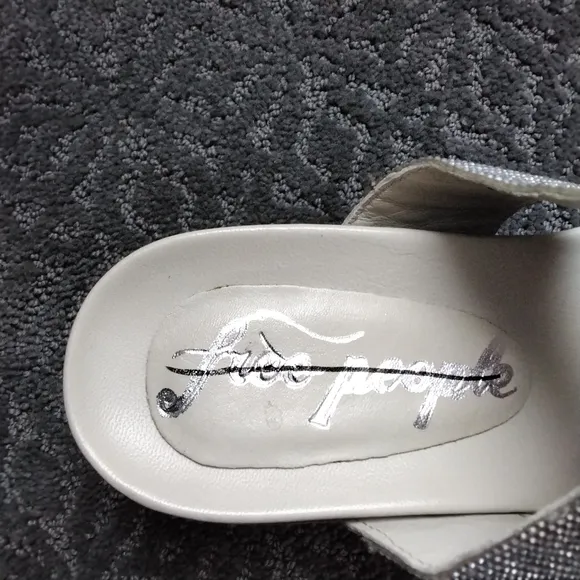 Free People Harper Embellished Silver Glitter Platform Sandals - 39 US 8/8.5