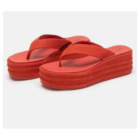 FREE PEOPLE Heaven Thong Platform Leather Slip-on Sandals in Flame Size 36 NIB