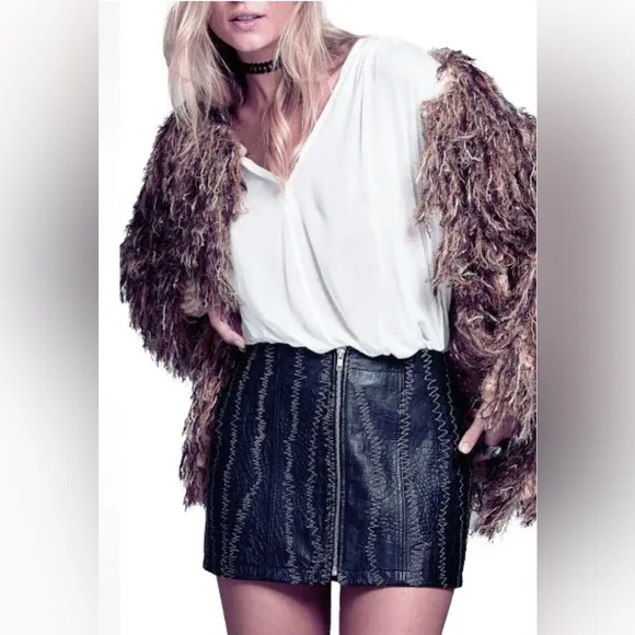 FREE PEOPLE 🦋 LAMB LEATHER SKIRT