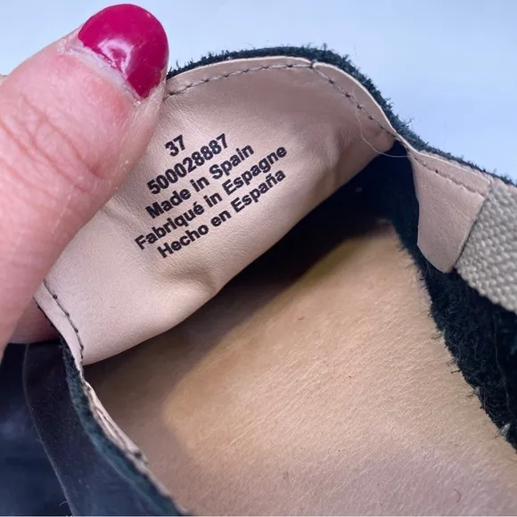 Free People Laurel Canyon Black Suede Espadrille Flats Loafers Size 37 Spain