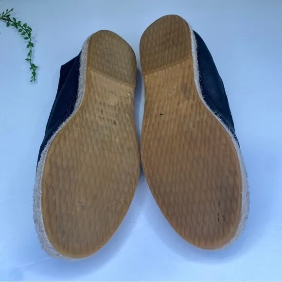 Free People Laurel Canyon Black Suede Espadrille Flats Loafers Size 37 Spain