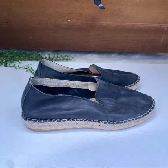 Free People Laurel Canyon Black Suede Espadrille Flats Loafers Size 37 Spain
