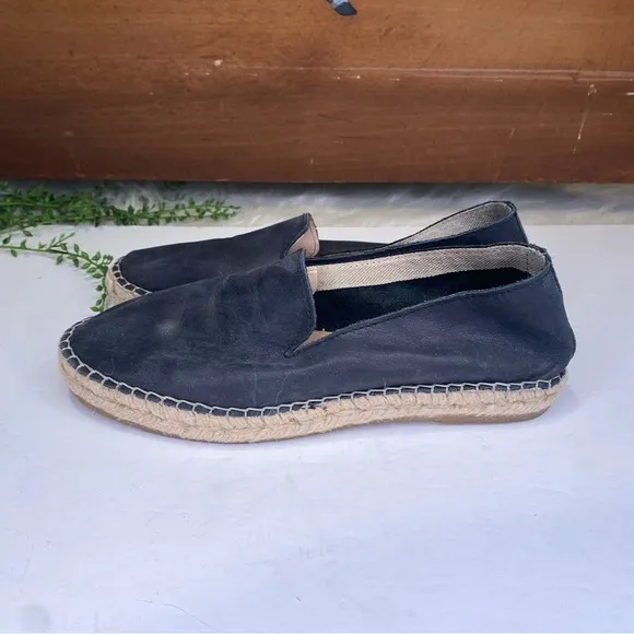 Free People Laurel Canyon Black Suede Espadrille Flats Loafers Size 37 Spain