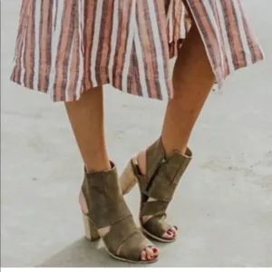 Free People Leather Zip Effie Sandals Gray 38
