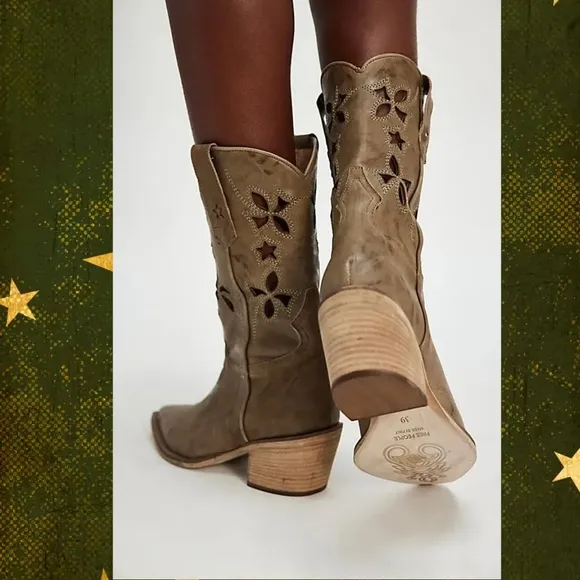 Free People Lucky Day Western Boots in Dusty Olive